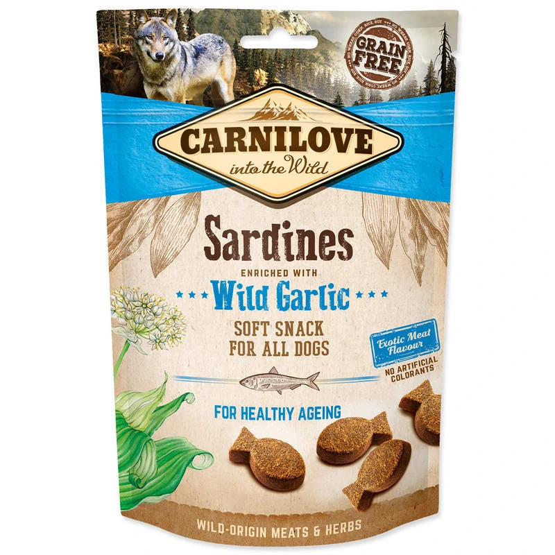 Carnilove Dog Pamlsek sardinky s příchutí medvědího česneku 200 g