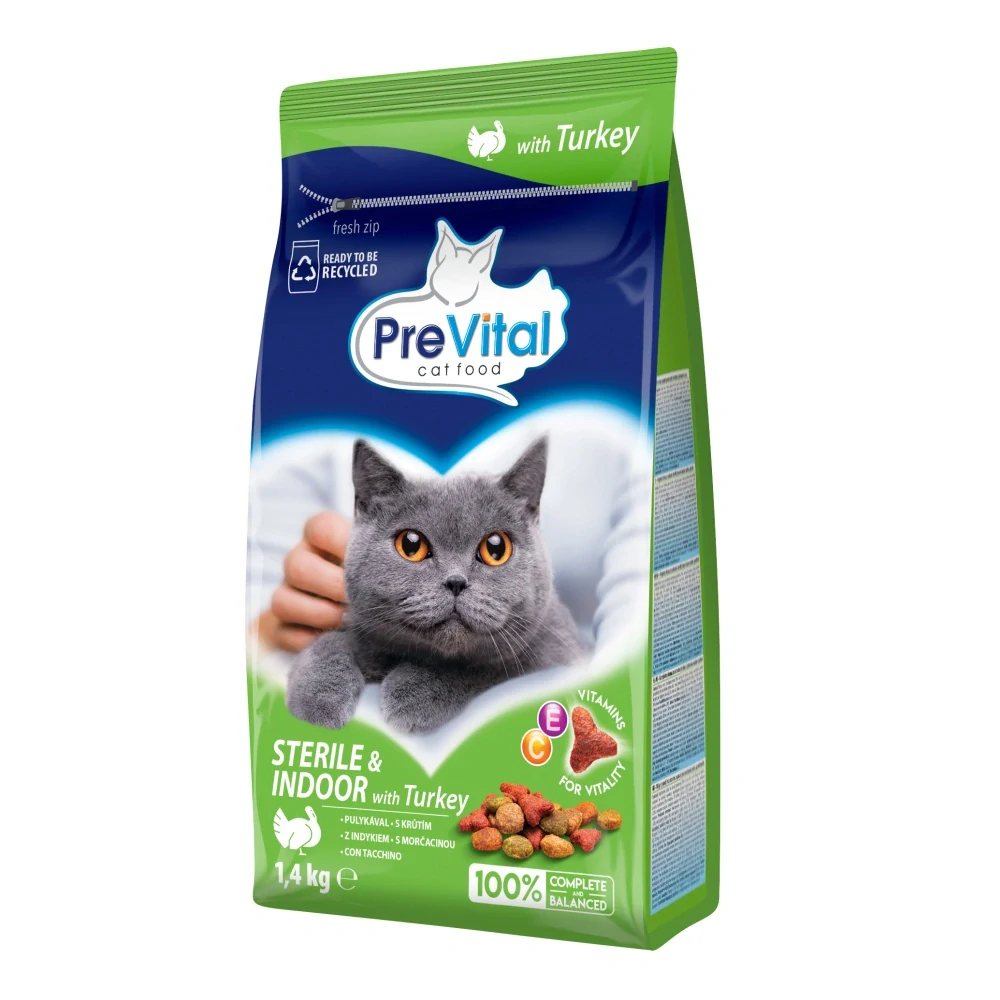 PreVital kočka Indoor s krůtím masem 1,4kg