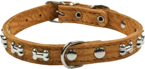Kožený obojek B&F Bella s kostičkami 40cm hnědý