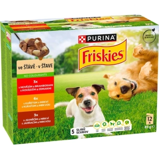 Friskies kapsičky - hovězí, kuře, jehně ve šťávě MIX 85 g